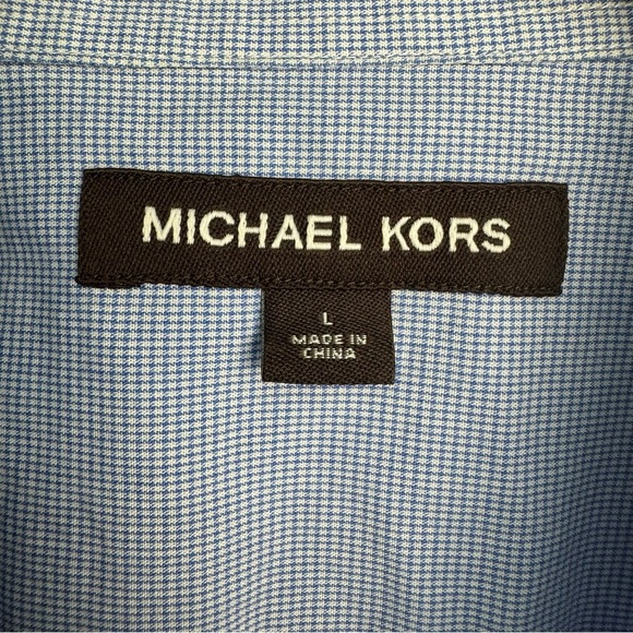 Michael Kors Men’s Blue Checked Button Down Shirt Size Large Great Condition - Picture 2 of 10
